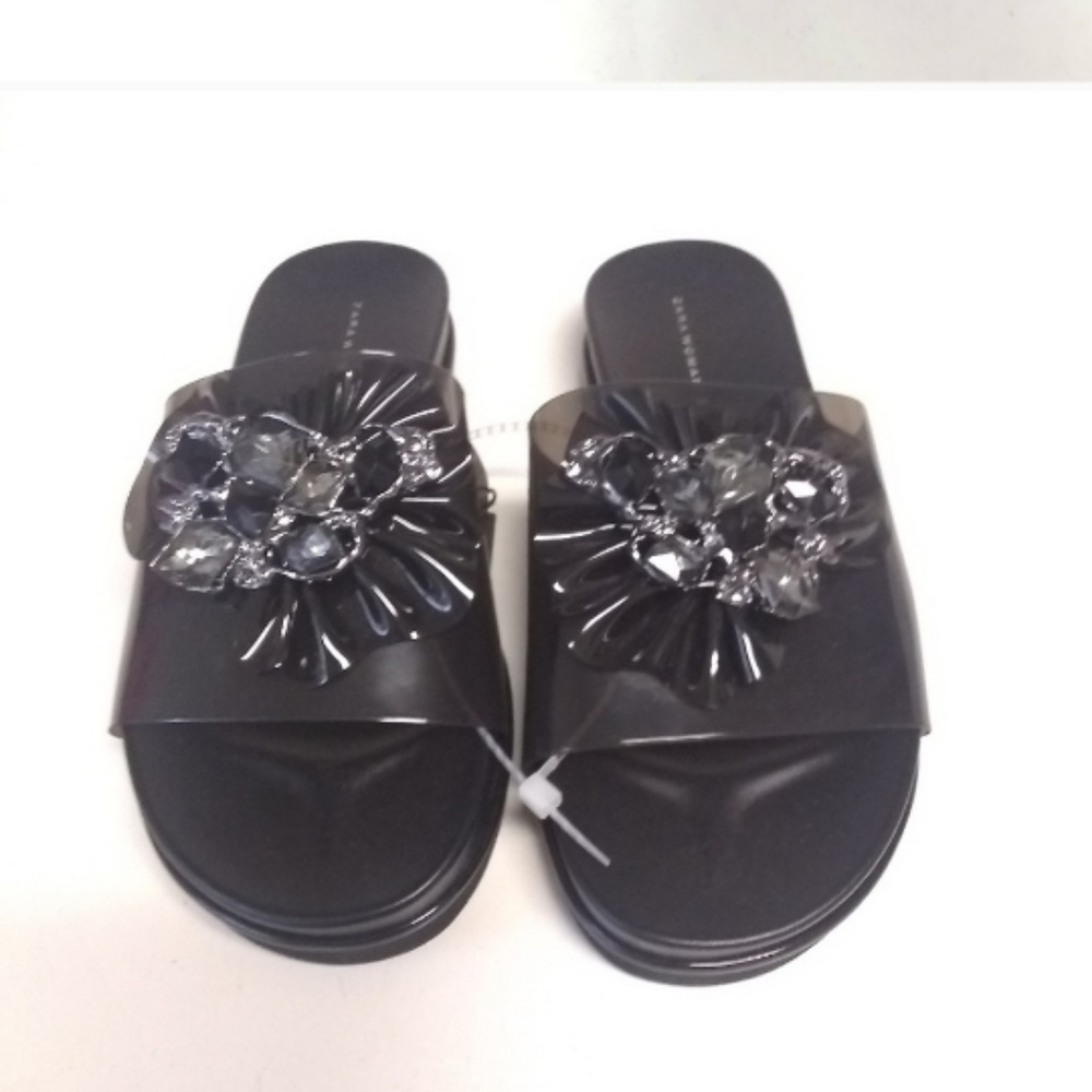 Zara bejeweled slip on black platform jelly sandal - Picture 8 of 8